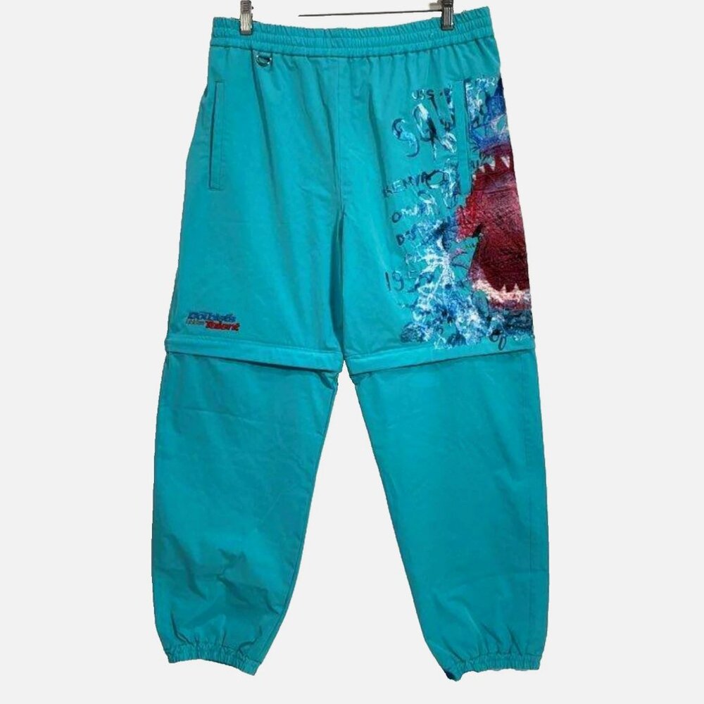 DOUBLET RARE $695 JAPAN Streetwear Printed Chaos Embroidery Two Way Pants Blue M